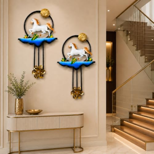 Image of Framing Hub - Handpainted Multicolor Metal Horse Wall Decor Set of 2 Iron Wall Art Decorative Home Showpiece for Living Room Bedroom (16 x 26 Inch)