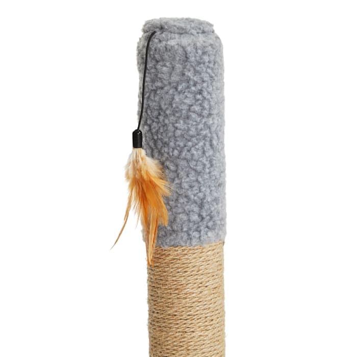 Rascador para gatos con poste de yute y juguete colgante gris 26" miniatura 5