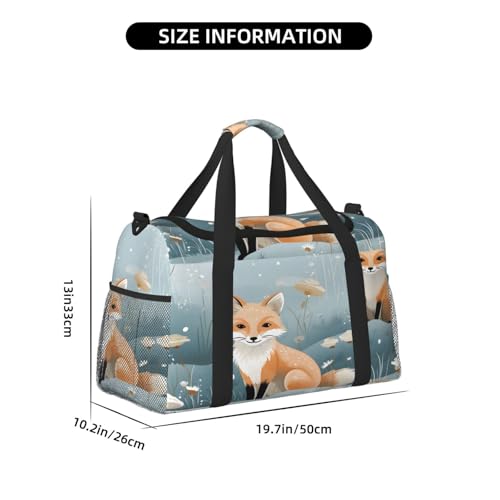 Forest Fox Travel Duffel Bag with Strap Multi Pockets Sports Bag Handbag Large Shoulder Bag for Gym Weekend Fitness Camping4