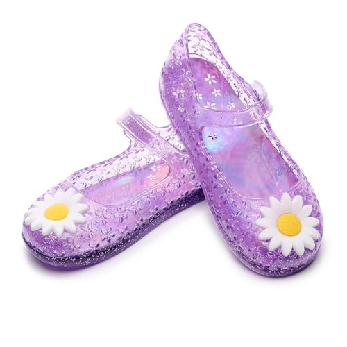 Little Girls Jelly Sandals Kids Toddler Glitter Closed Toe Cute Floral Birthday Mary Jane Shoes Summer Casual Flats3