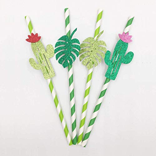 10 pitillos de papel decorados para fiestas hawaianas miniatura 7