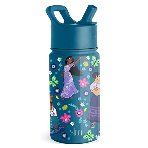 Simple Modern Disney Encanto Water Bottle with Straw Lid | Reusable Insulated Stainless Steel Cup for Girls, School | Summit Collection | 14oz, Encanto