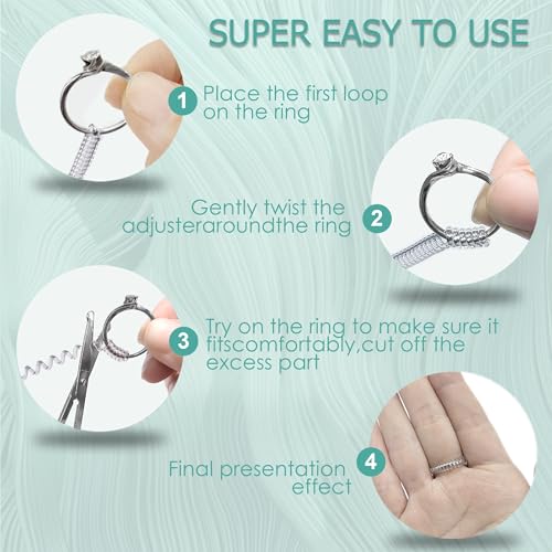 ring size adjuster for loose rings12 pack-6 sizes ring guards fitter resizerinvisible coil wrap ring tightener for women amp men spacers inserts make rings smaller without resizing clear
