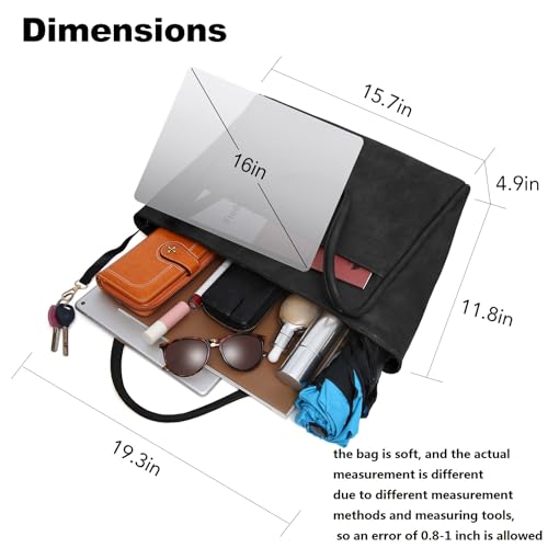 Image of Large Tote Bag for Women 16L Work Tote Purse with Zipper Vegan Leather Ladies Handbags