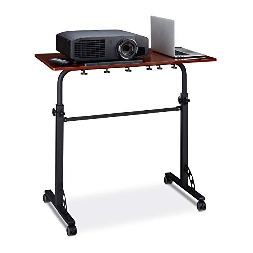 Laptoptisch groß XXL höhenverstellbar, HxBxT: 110 x 100 x 50 cm, Holz, Mobiles Rednerpult, Bremsbare Rollen, Notebook, Beamer, Laptops, 2