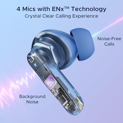 Image of Boat Airdopes 191 ANC, 32dB ANC, Ambient Mode, 60HRS Battery, 4Mics ENx, in-Ear Detection, IWP Tech, Fast Charge, v5.3 Bluetooth Earbuds, TWS Ear Buds Wireless Earphones with mic (Pellucid Blue)