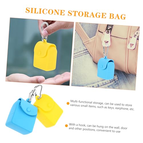 2pcs Silicone Storage Bags with Hanging Hook Mini Coin Purse Keychain Portable Earphone Organizer Pouch for Travel and Everyday Use3