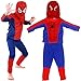 Miotlsy Marvel Spider-Man Classic Fancy Dress Costume Spiderman Cappello + Pantaloni + Cappotto- Costume per Bambino - Perfetto per Carnevale e Cosplay(Large 100-150cm)