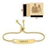 Custom Bar Bracelet for Women Personalised Bracelet Gold/Silver/Rose Gold – Engraved Personalised Jewellery Gift for Her, Mum, Wife Daughter – Birthday, Valentine’s, Christmas, 18th, 21th, 25st, 30th