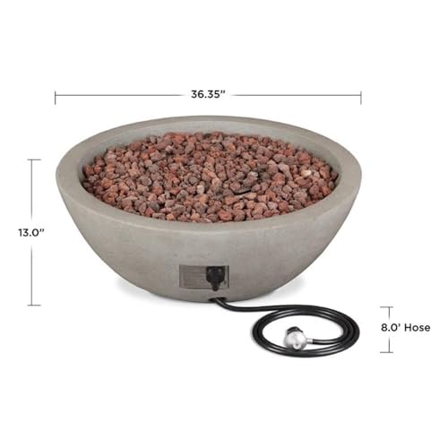 Image of Real Flame Riverside 36 inch Round Propane or Natural Gas Fire Pit, Stainless Steel Burners, Natural Gas Conversion Kit Included, 50,000 BTU, Push Button Ignition - Glacier Gray