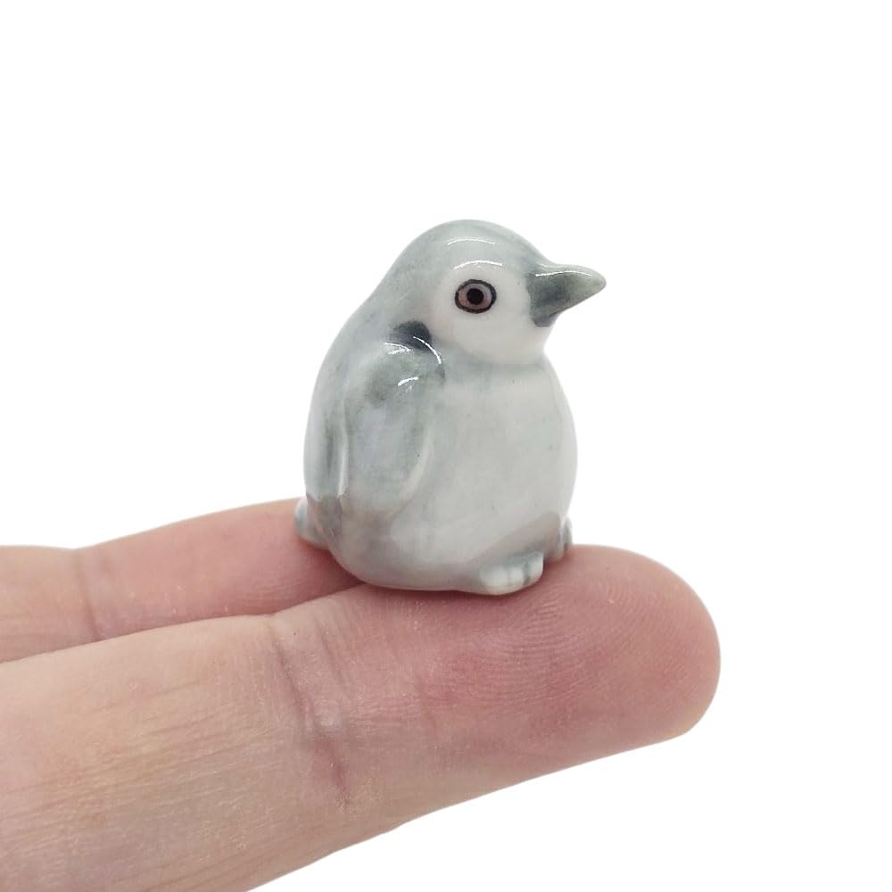 Witnystore Green Miniature Little Penguin Cute Figurine Collectibles Ceramic Dolls Decor Handmade