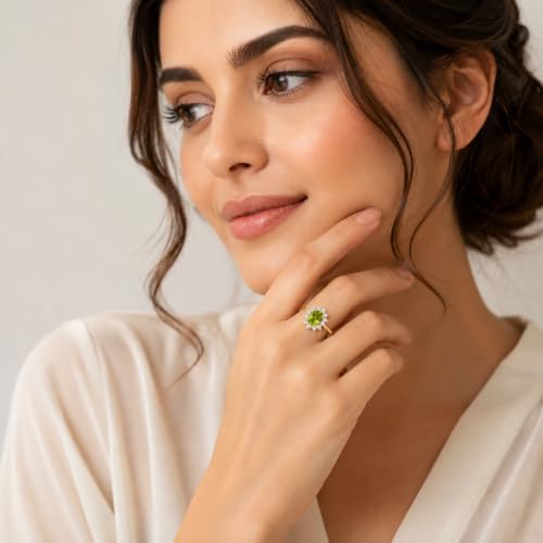 Image of Princess Diana Inspired Halo Birthstone Ring for Women Girls | Pure 925 Sterling Silver with AAA+ Natural Gemstone | 18K Gold-Plated | Best Gift for Birthday, Anniversary, or Valentine�s Day
