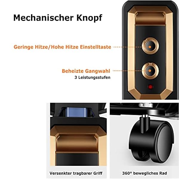 Radiatore ad Olio per Riscaldamento Elettrico Riscaldatore Elettrico con tat, Radiatore ad Olio 1500 Watt/2000 Watt Riscaldamento Elettrico 9-15 Costole Riscaldatore a convettore r