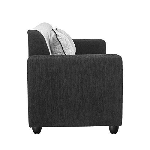 Image of Bharat Lifestyle Tulip Soft Touch Fabric 3 Seater Black & Grey Sofa, Luxurious Looks and Comfortable Sofa for Living Room, Bedroom, Home and Office, Assembly DIY(Do-It-Yourself)