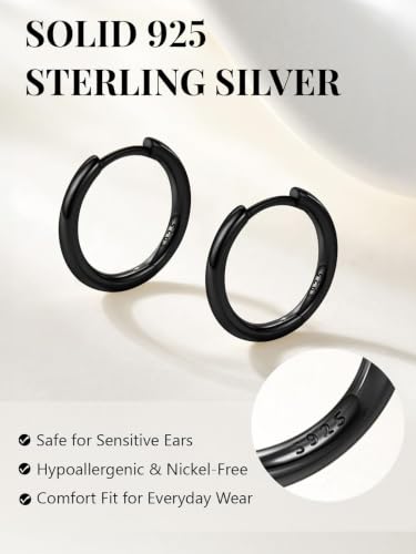 Image of Silvora 14K Gold Plated Huggie Hoop Earrings for Women, Small Sterling Silver Hoops, Hypoallergenic Cartilage Earrings for Sensitive Ears 8 /10 /12 /14 /16 /18 /20MM