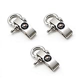 3 Stück Schäkel D Form mit Kompass, KLEHOPE Verstellbarer Legierung Armband Survival Gear, Schäkel Edelstahl Eignet Sich Sehr Gut für Camping, Wandern, Angeln und Outdoor Aktivitäten