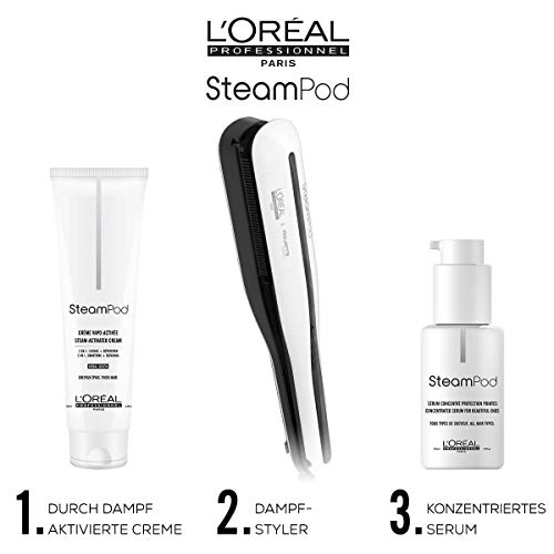 41tDRUTgYvL L'Oréal Professionnel 2en1 Lisseur Vapeur Professionnel Lisse/Forme Wavy Steampod, 3.0 Blanc, 1 Unité, 1 g