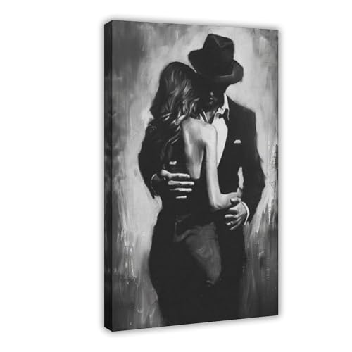 Poster sur toile couple romantique dansant déco murale chambre 40x61