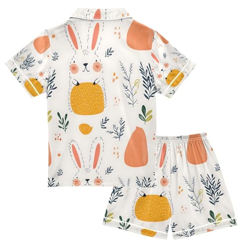 senya Cute Rabbit One Satin Summer Pajama Sets Silk Short Sleeve Button Down Sleepwear2