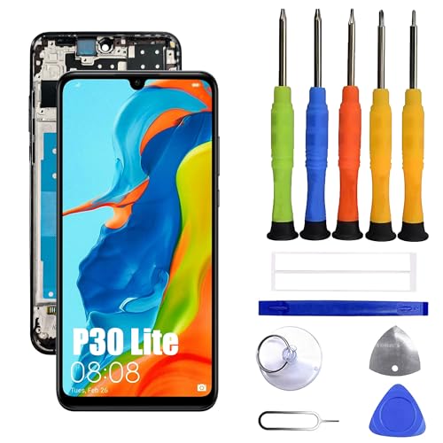 VUXYIT LCD Display Compatible with Huawei P30 Lite Screen Pantalla Touch Digitizer Replacement [with Frame][with Fingerprint Function] with Repair Tool kit