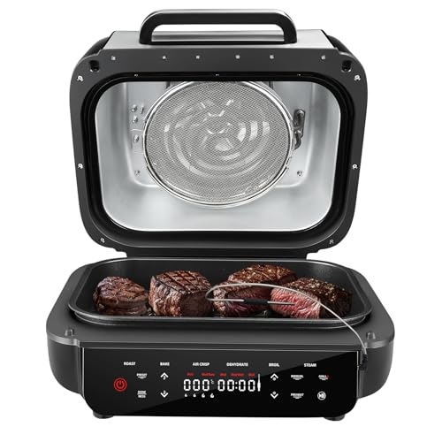 IsEasy Friteuse Sans Huile, 7-en-1 Friteuse à air chaud, Air Fryer 3.8L, 1700W, 50℃-250℃, Sonde Numérique, Fonction de Réservation, Contrôle Tactile, Livré avec Recette