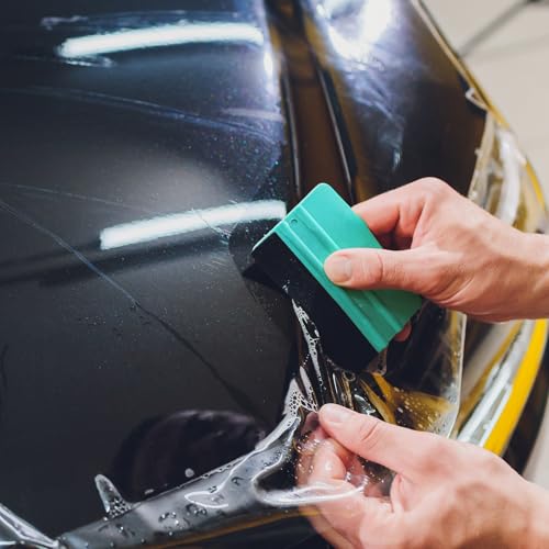 JIYIN 2 Stück Rakel mit Filzkante, Filzrakel Auto Folienrakel Folierungs Werkzeug Kunststoffrakel für Fliesenaufklebern Autofolien Schutzfolien Möbelfolien Wandtattoos