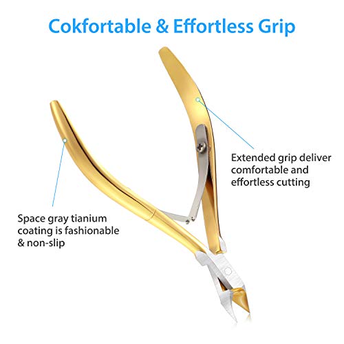 3 Packs Cuticle Cutter Cuticle Nippers Pointed Blade Cuticle Trimmer Stainless Steel Nail Clippers Manicure Tool For Fingernails No Cuticle Pusher (Gold) #TOP5