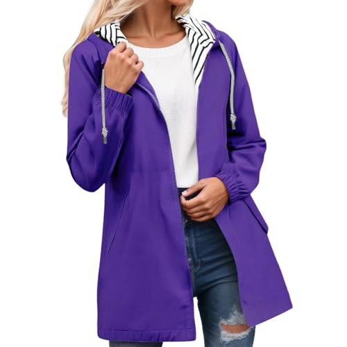 Chaqueta cortavientos para mujer con bolsillos a rayas y diseño ligero de anorak para exteriores