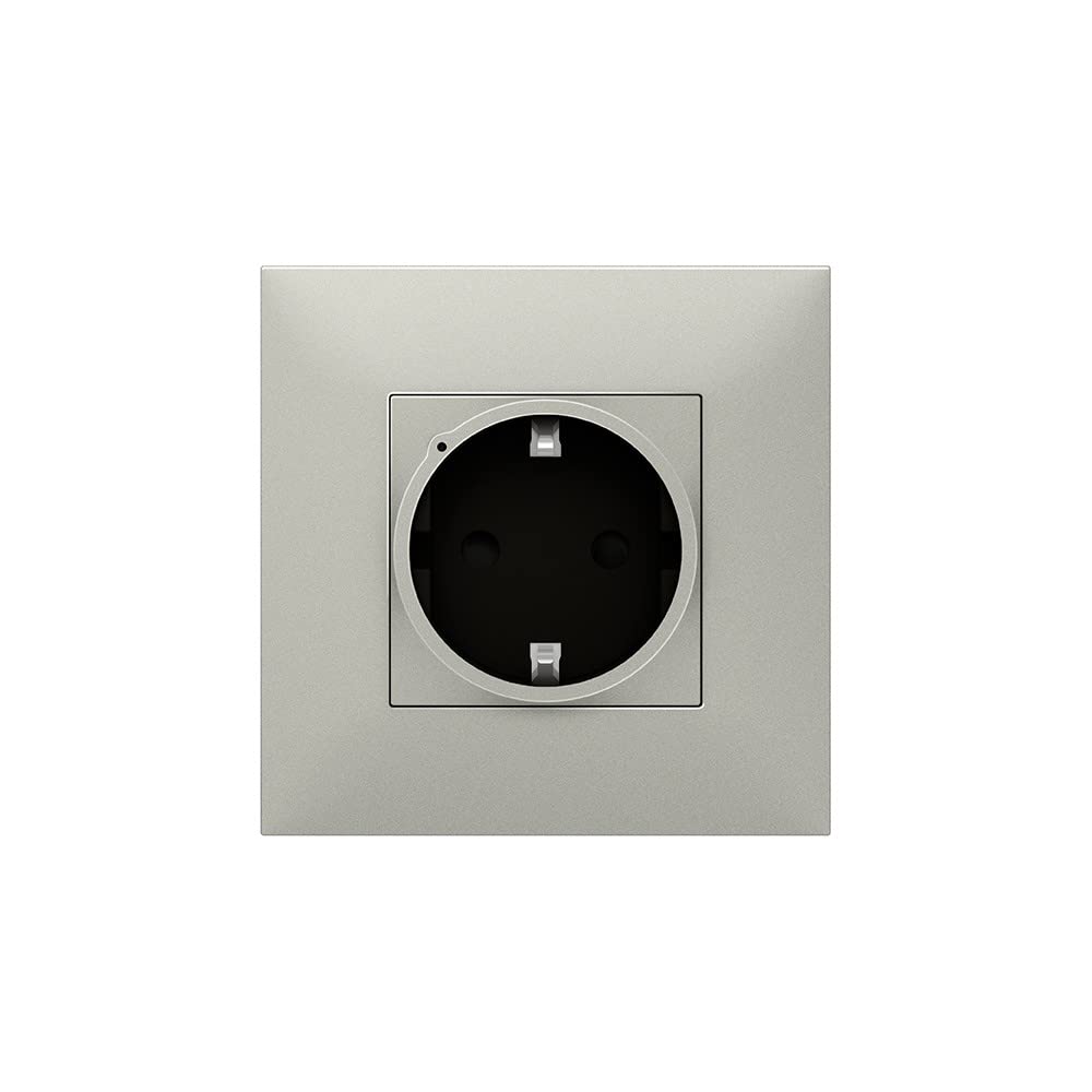 Prise de courant 2P+T Legrand aluminium pour salon connecté