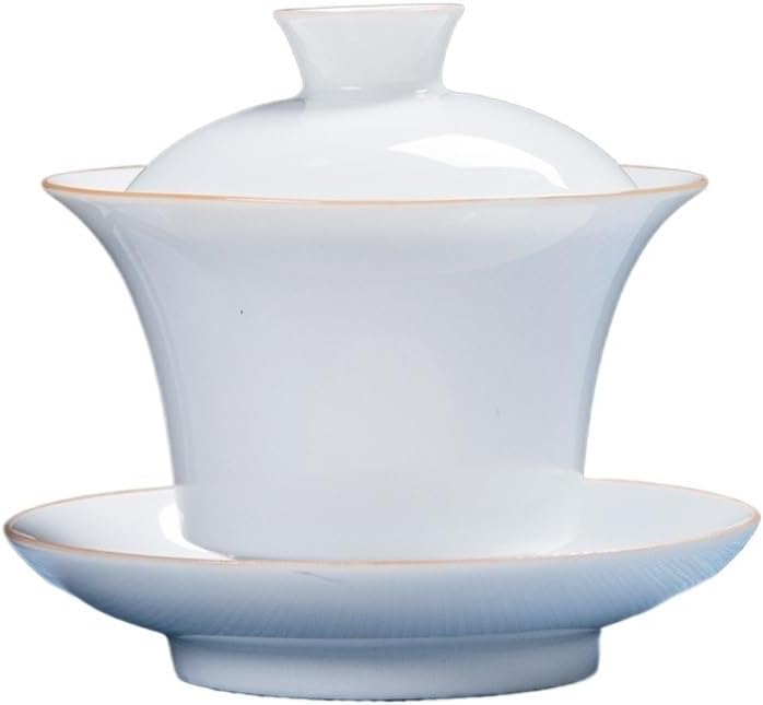 Guan Kiln Tea Set Gaiwan porcelain Bowl Covered with Lid Cup Saucer China(Onecolor)