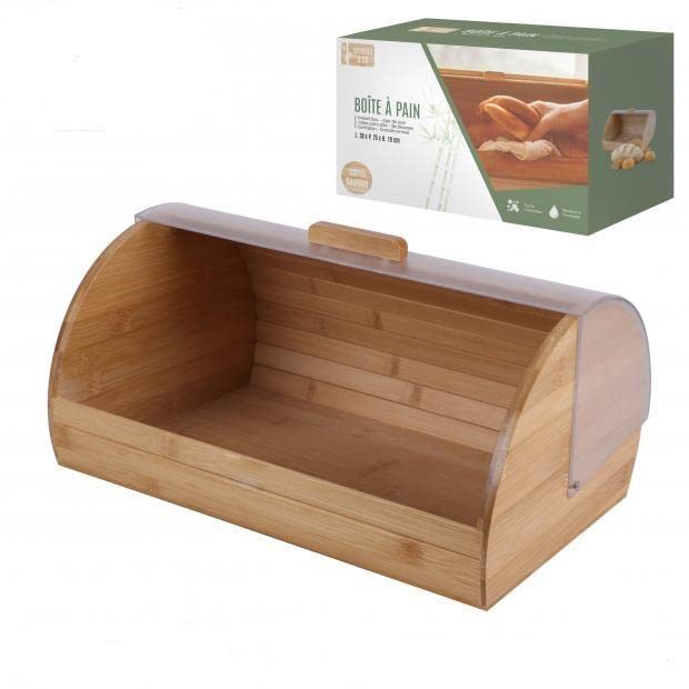 Boîte à pain en bambou élégante et design naturel avec grand couvercle