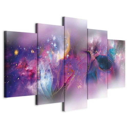 murando Acoustic Canvas Wall Art Abstract 225x112 cm / 89x45 picture with acoustic foam sound absorption print image Artwork 5 pcs room acoustics soundproofing Galaxy Like Painted a-C-10062-b-a