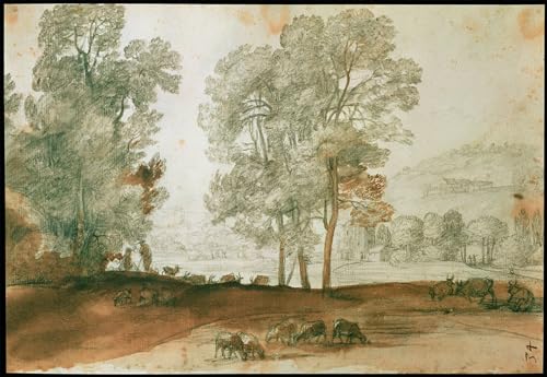 Affiche de arts de Claude Lorrain tableau de paysage pastoral décoration salon toile 60x90