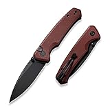 CIVIVI Altus Pocket Folding Knife with Button Lock and Thumb Stud Opener, 2.97' Nitro-V Black Stonewashed Blade Burgundy G10 Handle C20076-2