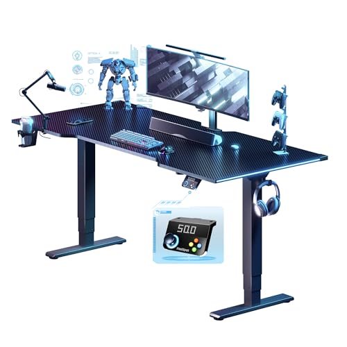 FLEXISPOT E6G CyberX RGB LED 71" Large Electric Gaming Standing Desk, Dual Motor 3-Stage Adjustable Desk up to 352 lbs, Ergonomic Computer Workstation for Gamers, Streamers & Home Studios (Black)