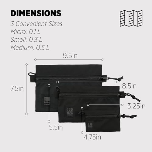 Topo Designs, Unisex, Accessory Bag Bundle - Micro/Sm/Med, Black/Black/Black, - Thumbnail 3