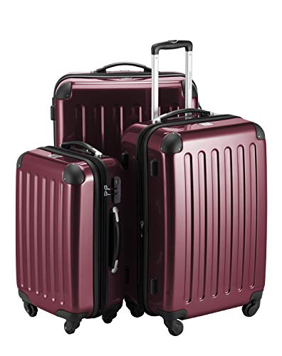 HAUPTSTADTKOFFER - Alex - Set di 3 valigie (S, M & L), 235 litri, Colore Bordeaux