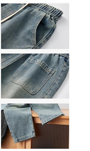 Men's Jeans Solid Color Drape Loose Straight Vintage High Street Hip-Hop Dragging Wide-Leg Pants3