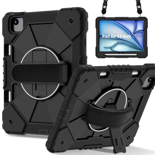Funda de silicona iPad Air 11 M4 con soporte de 360 grados negro