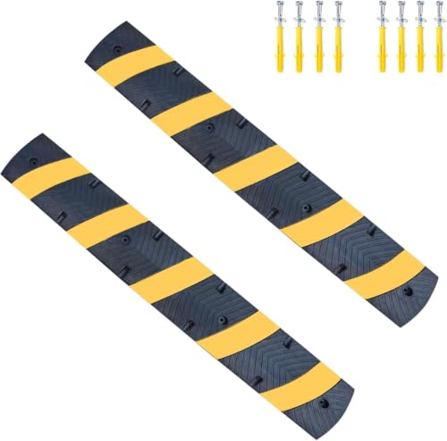 Paquete De 2 Rampas De Goma Resistentes De 72 Pulgadas para Reductores De Velocidad: Protector De Cable Antideslizante Y Duradero para Control De Seguridad En Entradas De Vehículos, Garajes Y