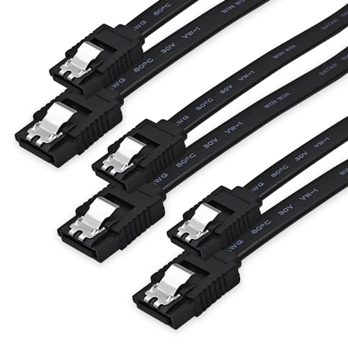 XANHAM 3-Pack 18 Inch SATA Cable, SATA III Cable 6Gbps Straight 180-180 Degree for SATA HDD, SSD, CD Driver, CD Writer, Black