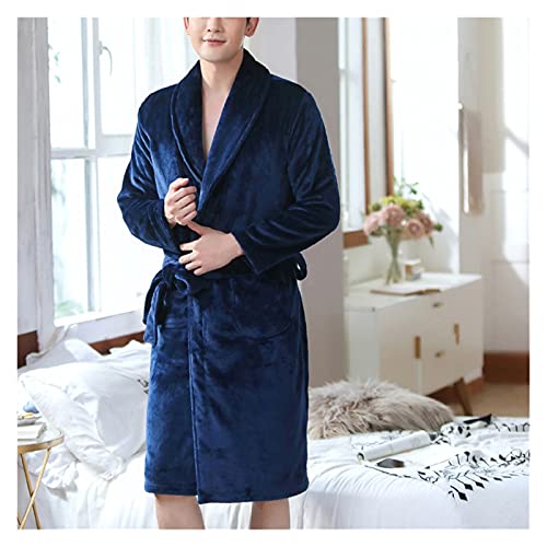 Albornoz de invierno para hombre, bata de casa cálida y cómoda 2