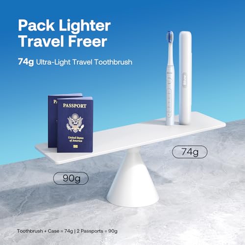 bitvae ultrasonic electric toothbrush for adults and kids ada accepted travel toothbrush with rechargeable 60-day battery life 5 modes 8 heads case holder frost white