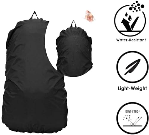 Image of Waterproof 55L to 75L Rain Cover for Rucksack Backpack Bag, Suitable Bags Cover for Hiking, Camping & Trakking XL Bag, Two Side Adjustable Buckle and Elastic Protect from Rain and dust, Black