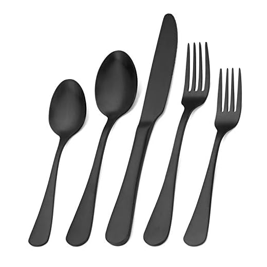 Matte Black Silverware Set, Satin Finish 20-Piece Stainless Steel Flatware Set,Kitchen Utensil Set Service for 4,Tableware Cutlery Set for Home and Restaurant, Dishwasher Safe