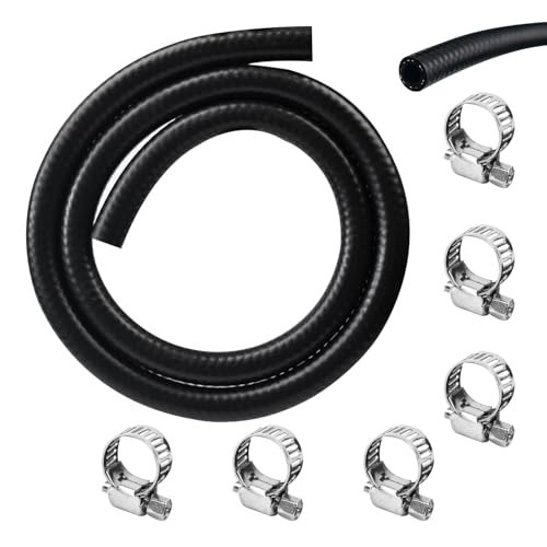 Manguera de combustible de 10 mm de diámetro interior, juego de línea de combustible de 1 metro, con 6 abrazaderas de manguera, para camiones, coches, tractores y motores pequeños, juego de línea de