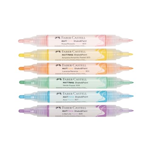 Marcadores MultiMark Multisuperfície Faber-Castell - 6 Cores Pastel (1 pacote c/ 2 estojos) - MM/ES6