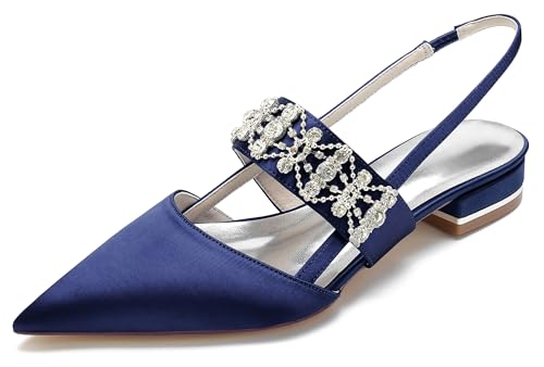 Minishion Bridal Flats for Women Teen Girls Slingback Comfortable Wedding Evening Shoes BR166