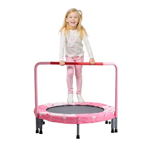 VEVOR Trampolín para Niños para Interiores y Exteriores, Mini Trampolín Plegable con Asa, Trampolín de Rebote para Niños y Niñas de 3 Años en Adelante, para Actividades Divertidas, 955 x 750 mm, Rojo