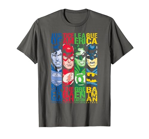 Image of DC Justice League Stripped T-Shirt, Men, Asphalt Grey, Small
